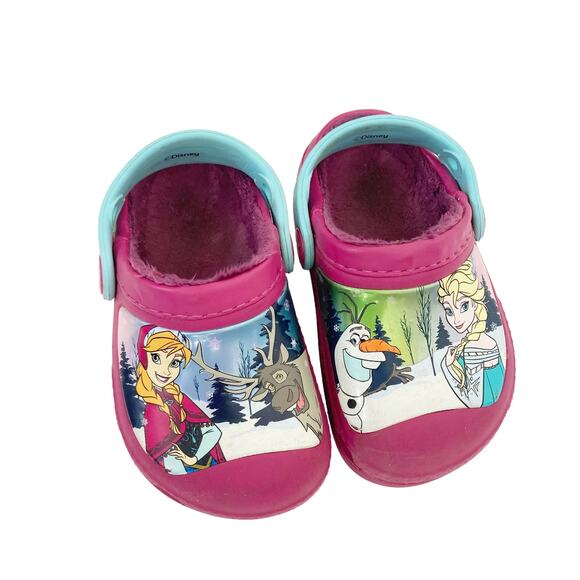 Crocs Pink Frozen Disney Clogs Sz 6/7 - Picture 2 of 6
